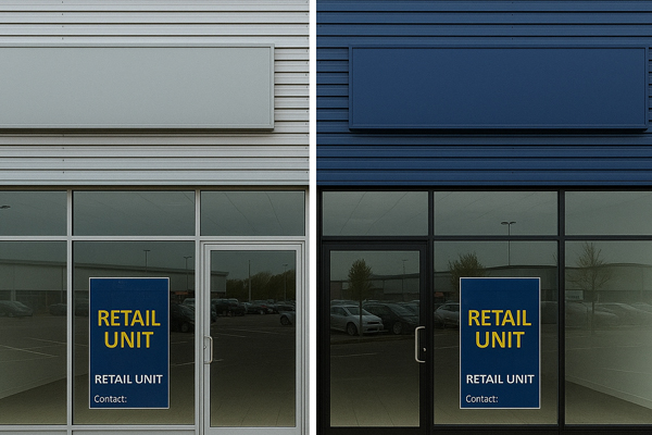 On-site spray painting of cladding and shopfronts in Didcot